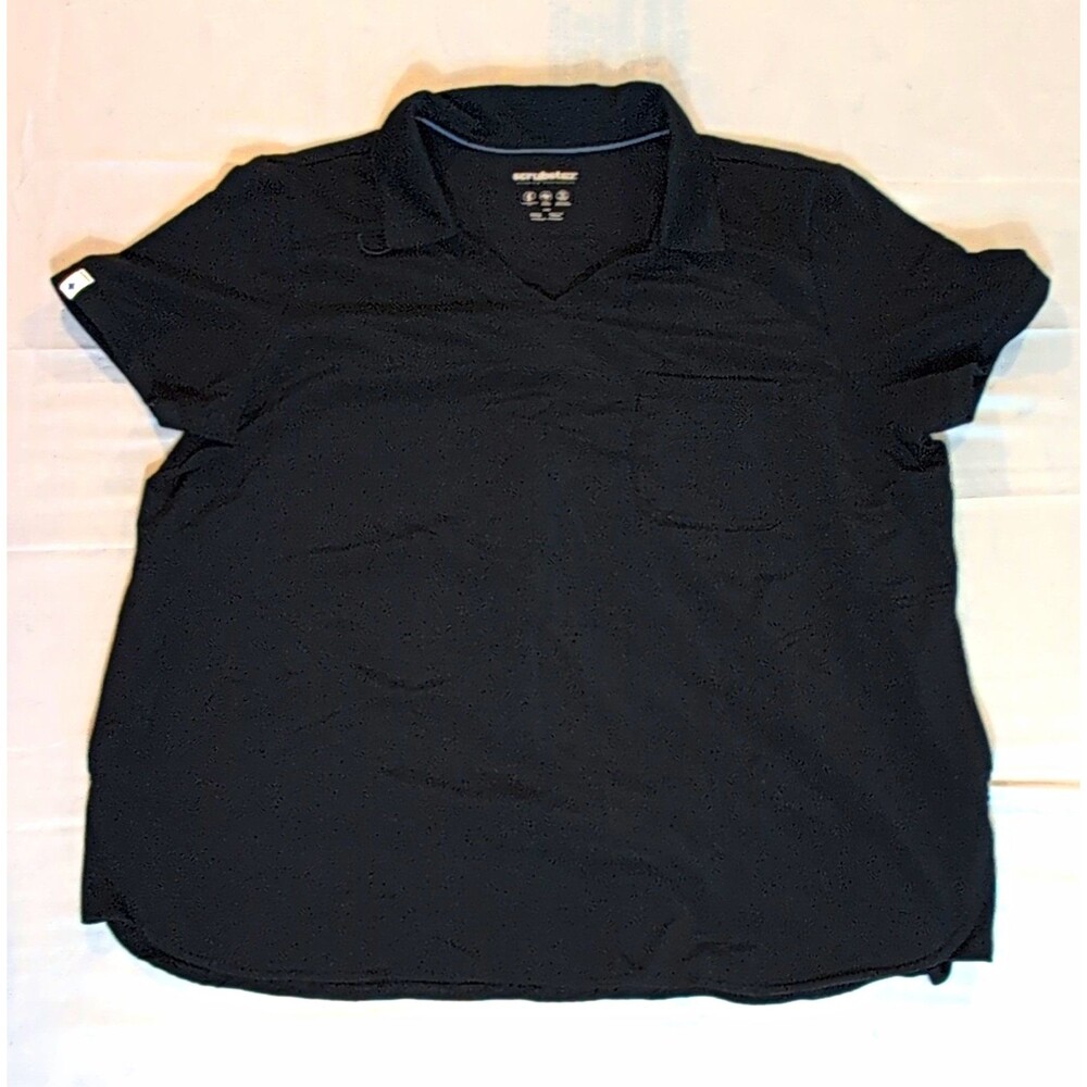 Scrubstar Women’s Black Solid Scrub Top L/G Polyester Spandex